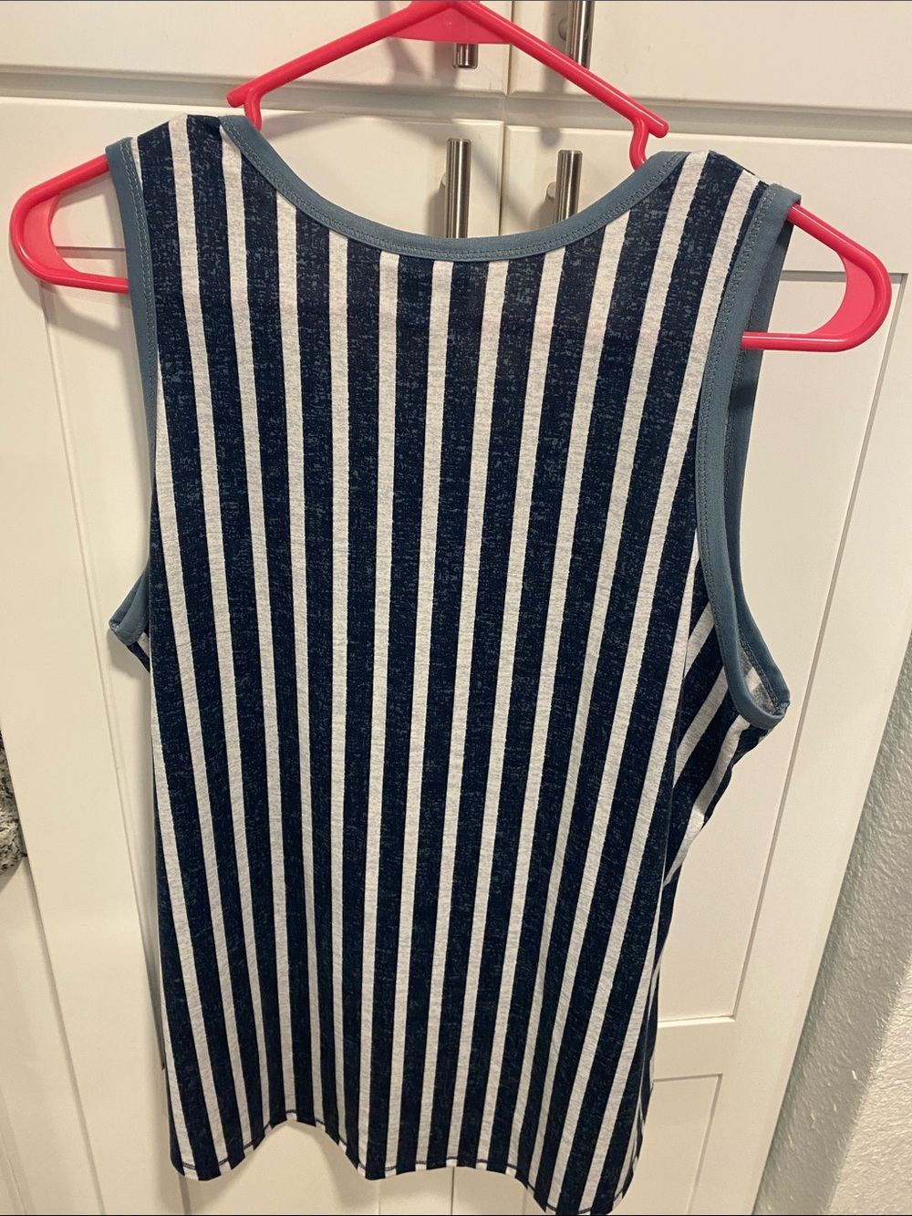 LuLaRoe navy and white striped sleeveless top - Picture 3 of 4